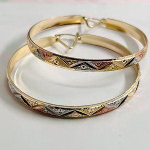 Hoops, Tricolor Gold Hoops, Brazilian Gold Filled Earrings, Jewelry, Gift